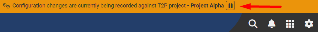 Orange project header bar confirming active change logging