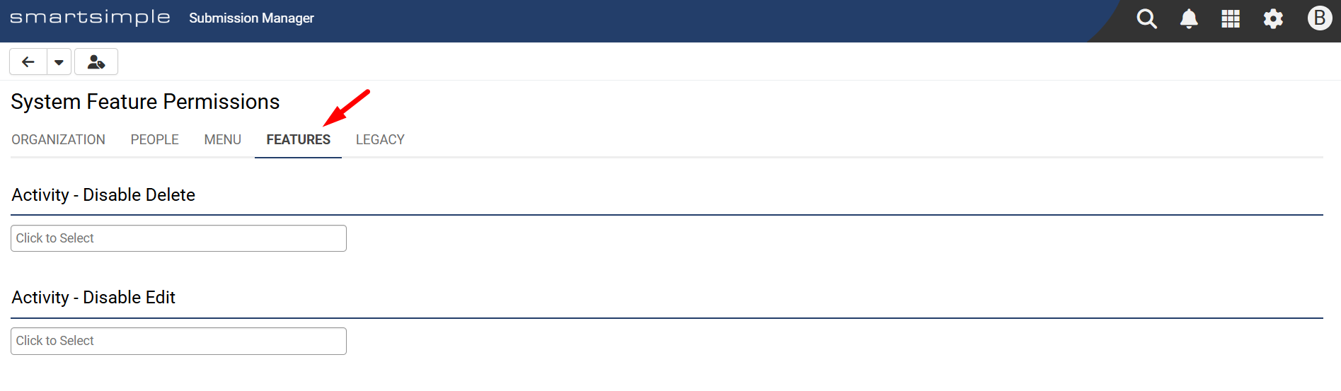 Features tab