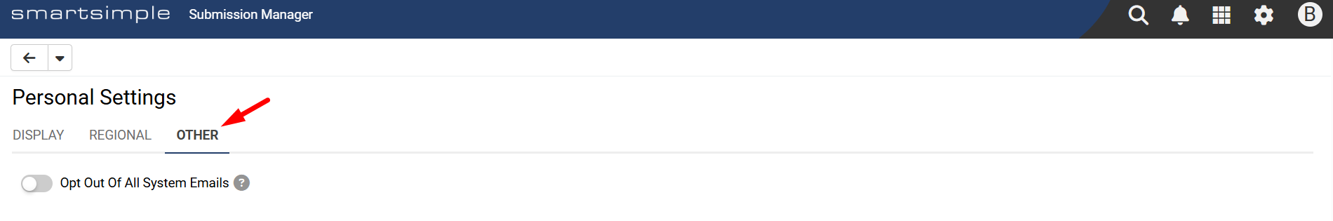Other tab in Personal Settings