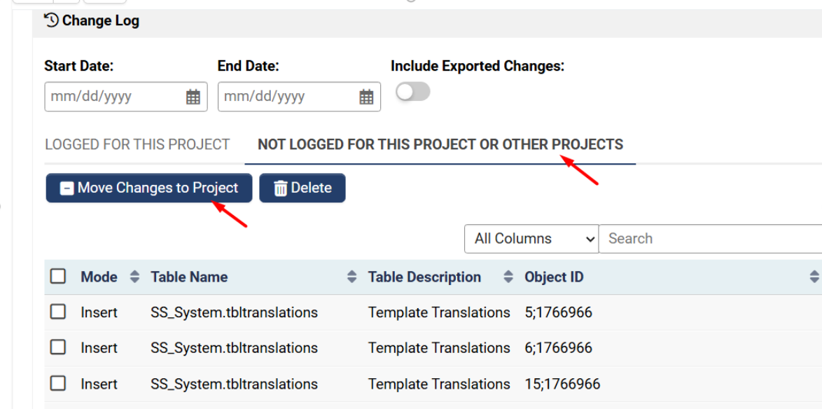 Not logged to this project tab