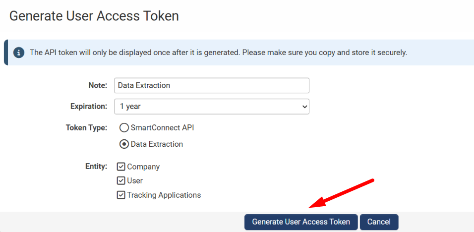 Generate User Access Token button