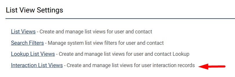 Interactions List Views