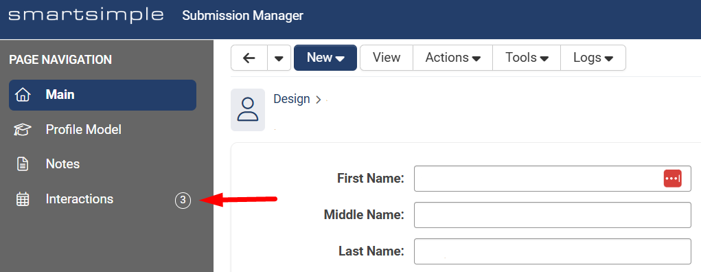 Interactions in left-side menu