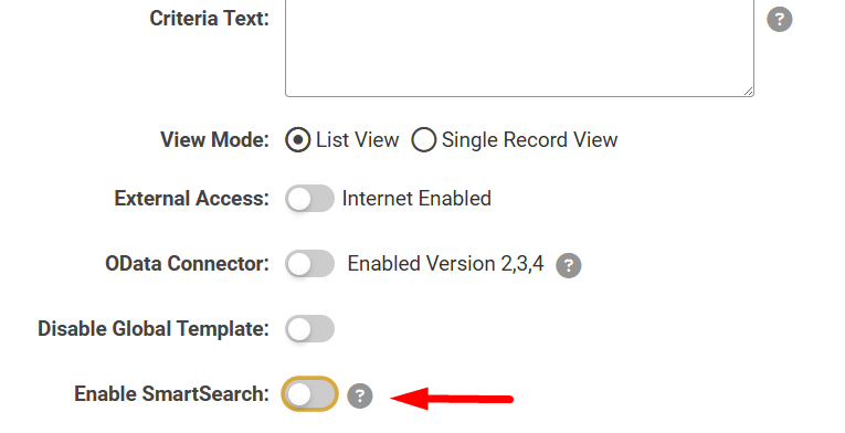 Enable SmartSearch toggle