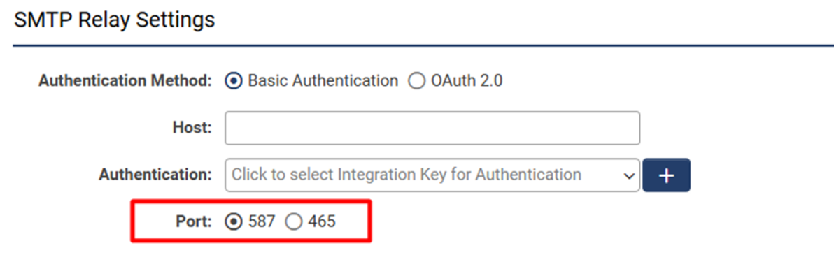 SMTP relay settings