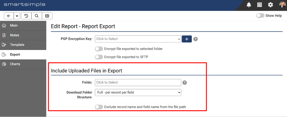Report scheduled export settings