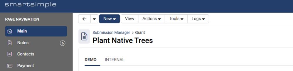 New record interface with wider left navigation panel