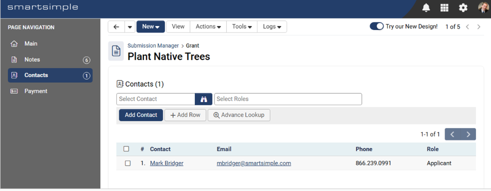 Revised contact association