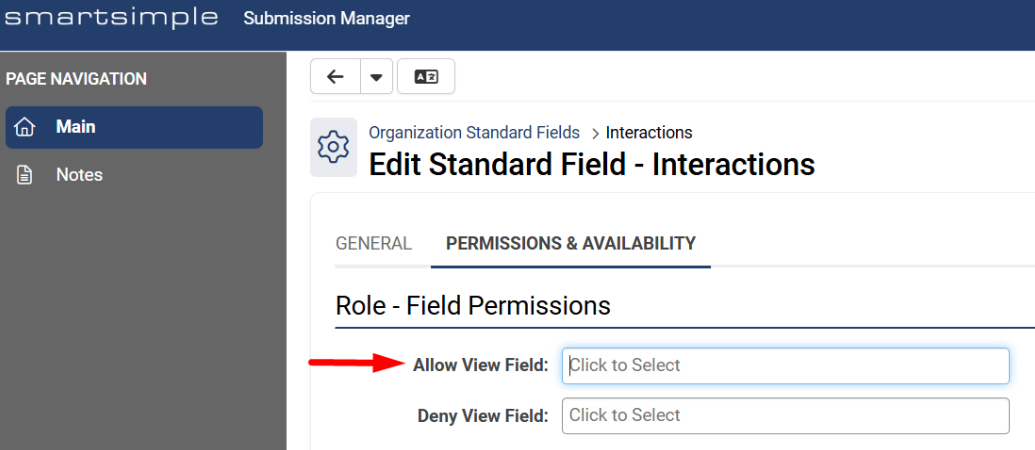Allow view field