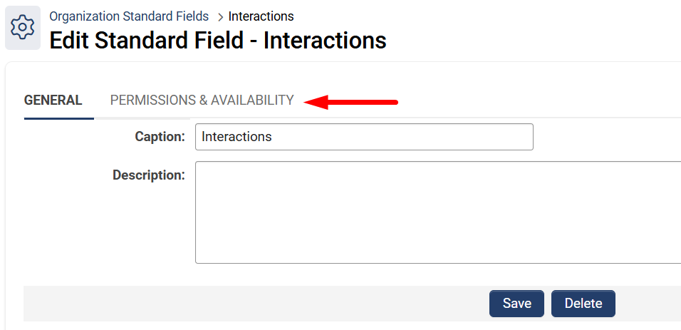 Permissions & Availability tab
