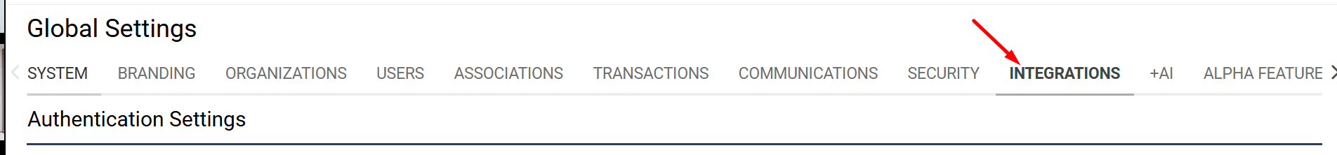 Integrations tab