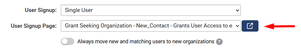 User Signup Page field