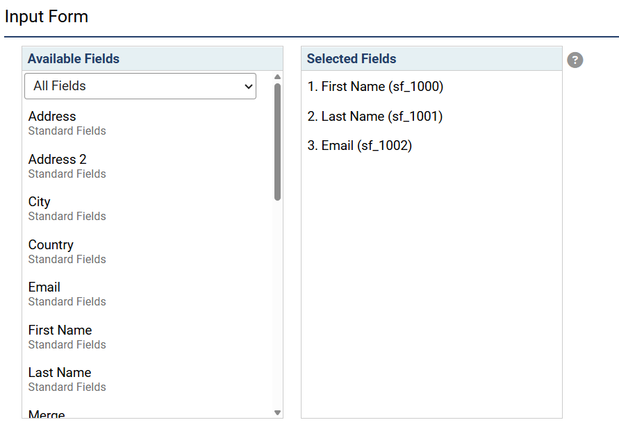 Input form fields