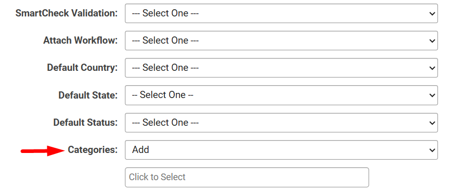 Categories field