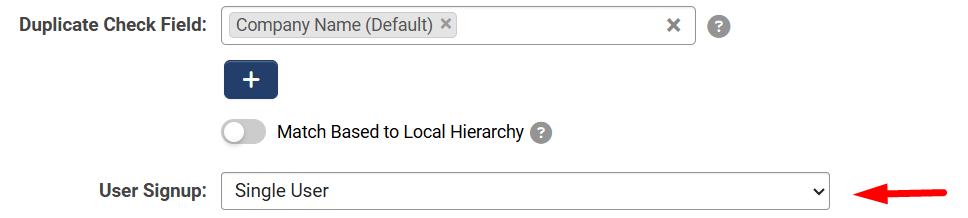 User signup field