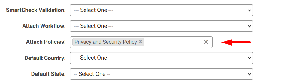 Attach Policies field