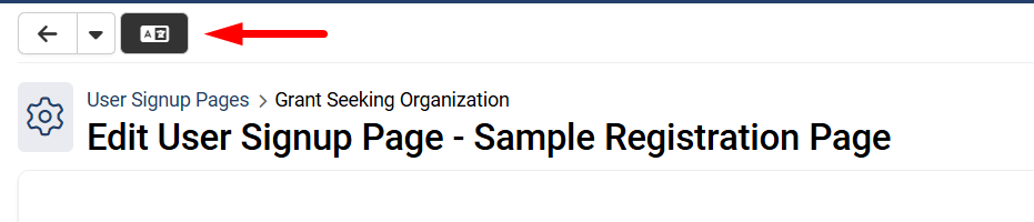Signup Page Translation Settings button