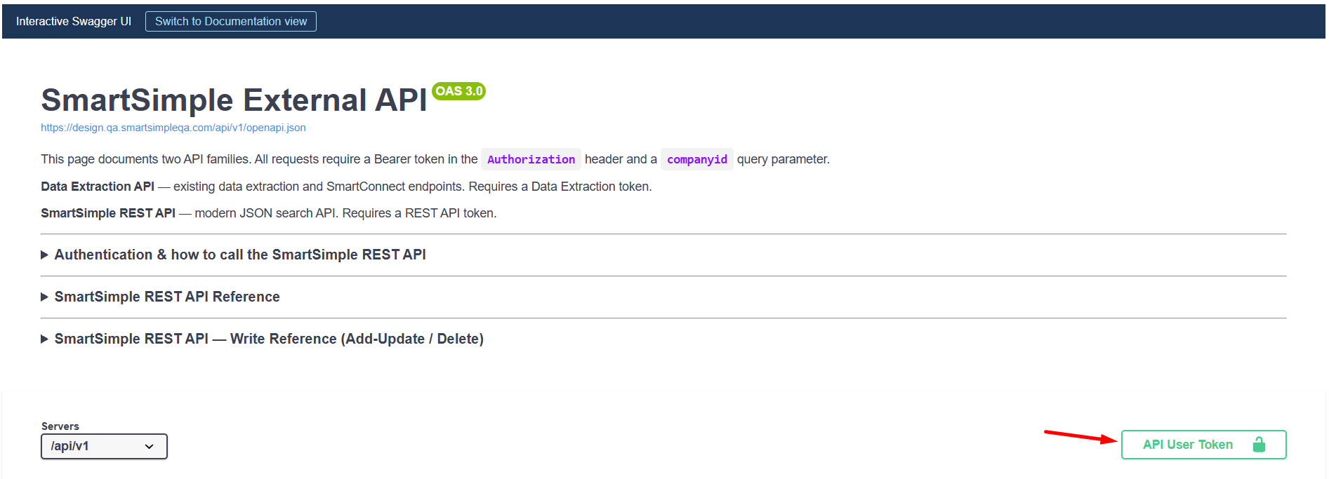 API user token