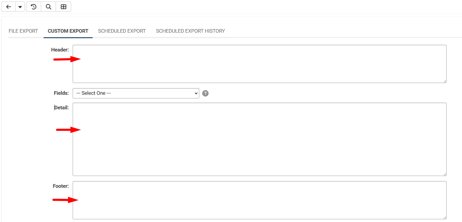 Header, Detail, and Footer fields