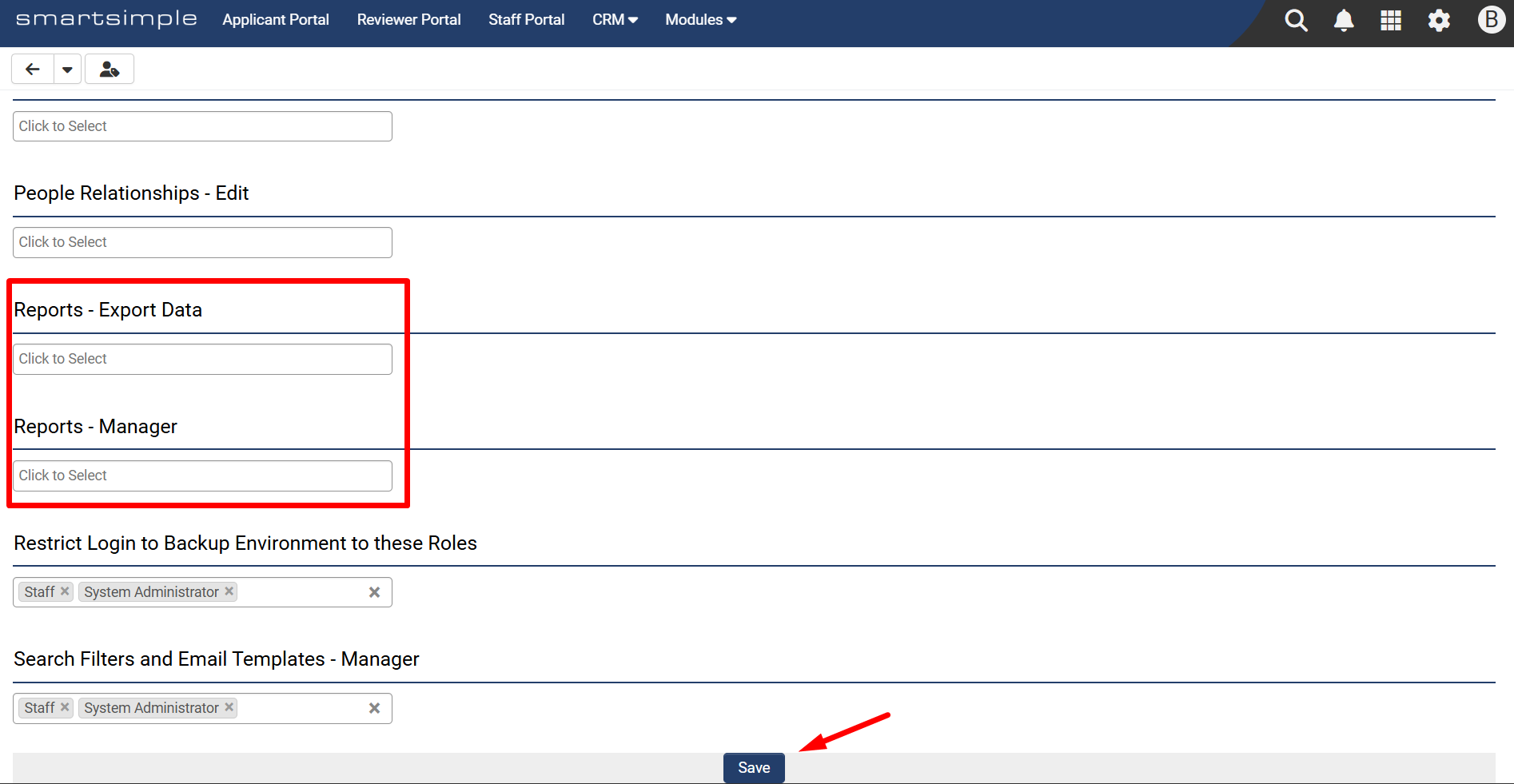 Reports – Manager field