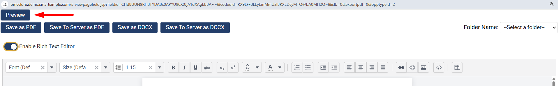 Preview button