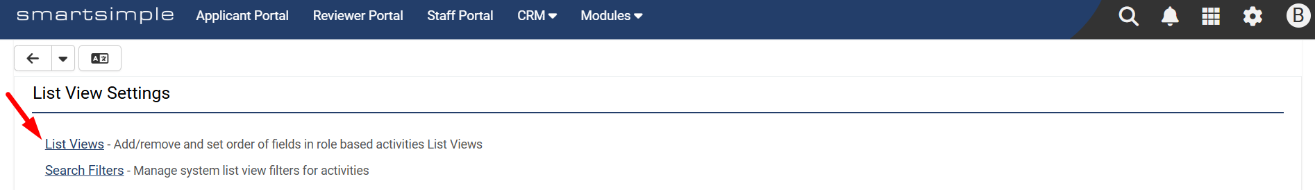 List View link