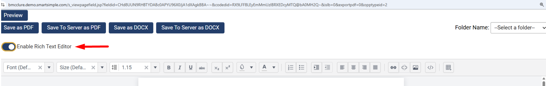 enable rich text editor