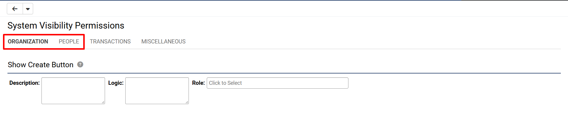 organization or people tab
