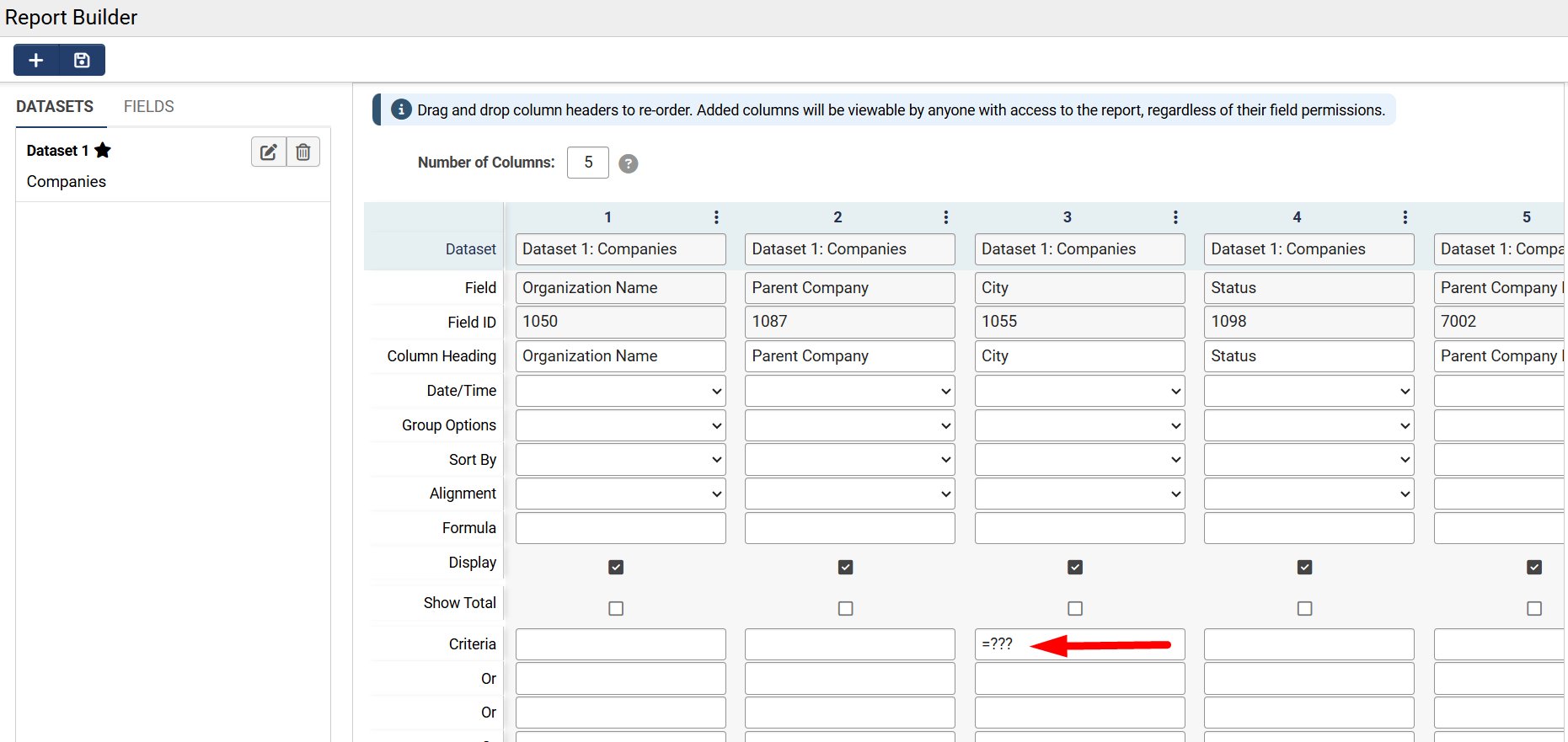 =??? in criteria field