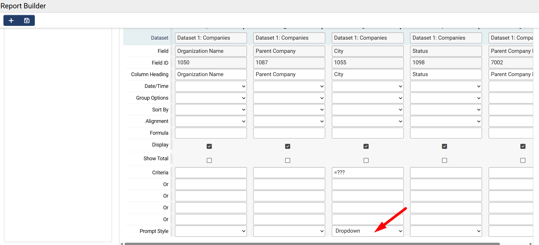 Dropdown prompt