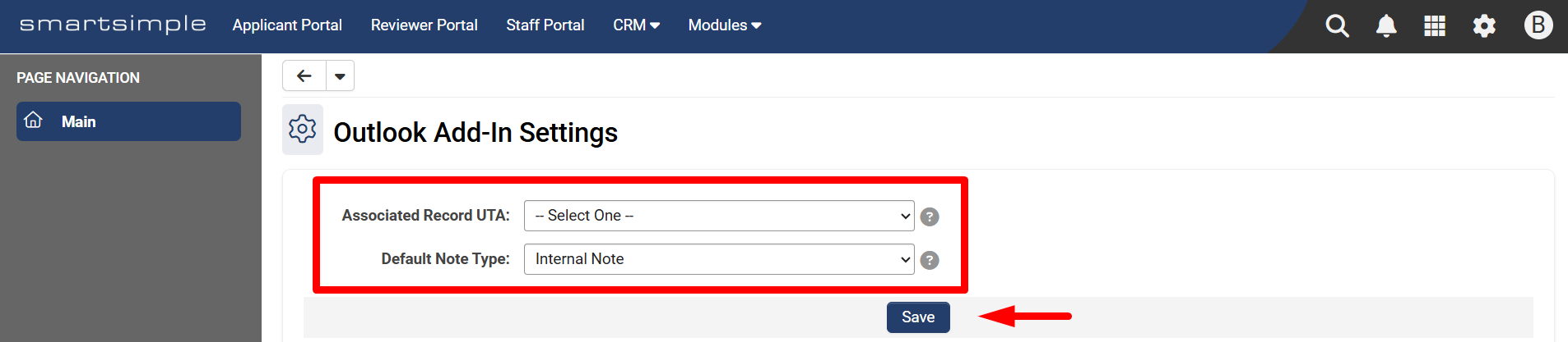 Associated Record UTA and the Default Note Type fields