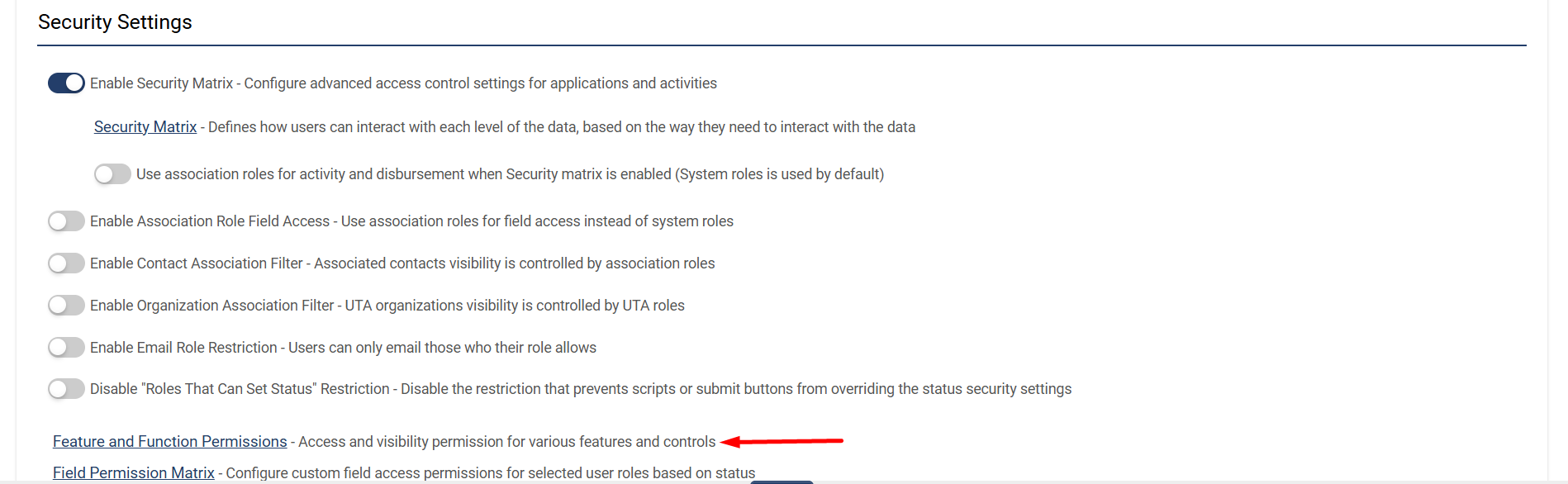 Feature and Function Permissions