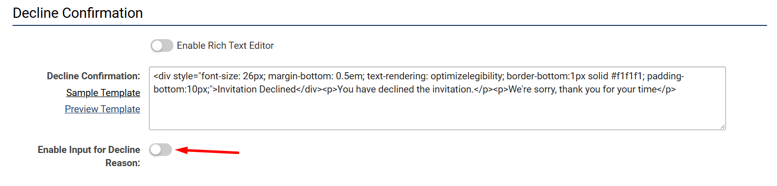 enable input for decline reason