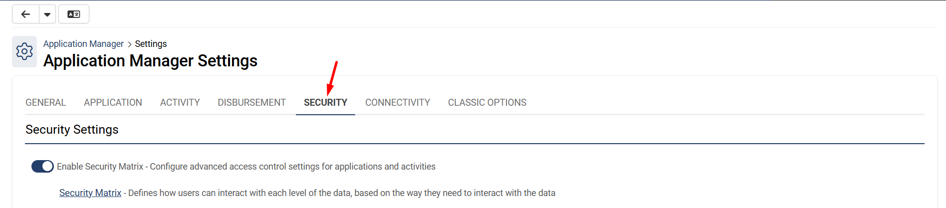 security tab