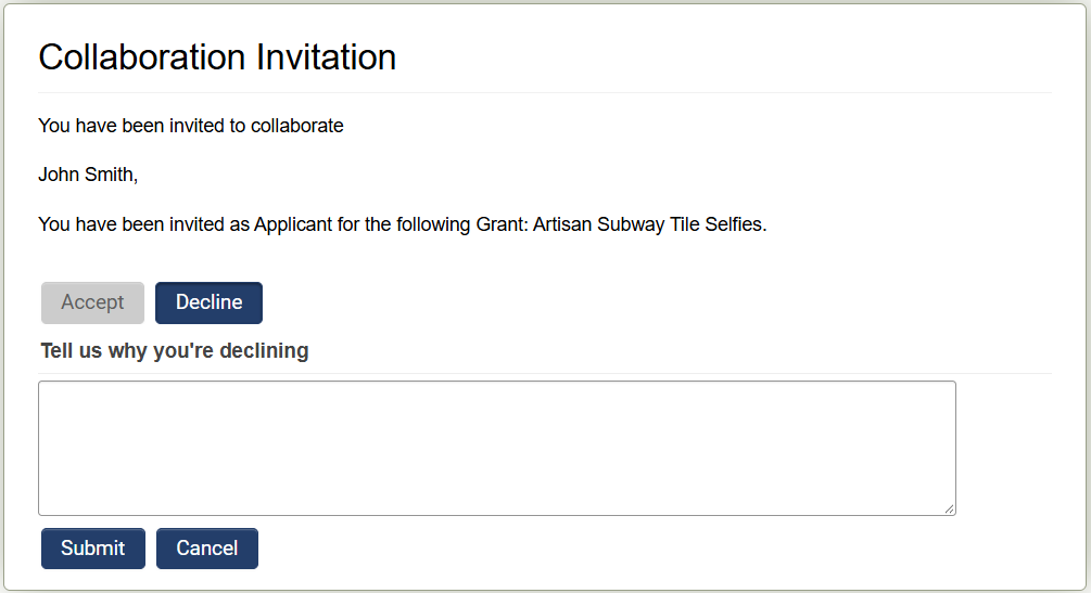 collaboration invitation