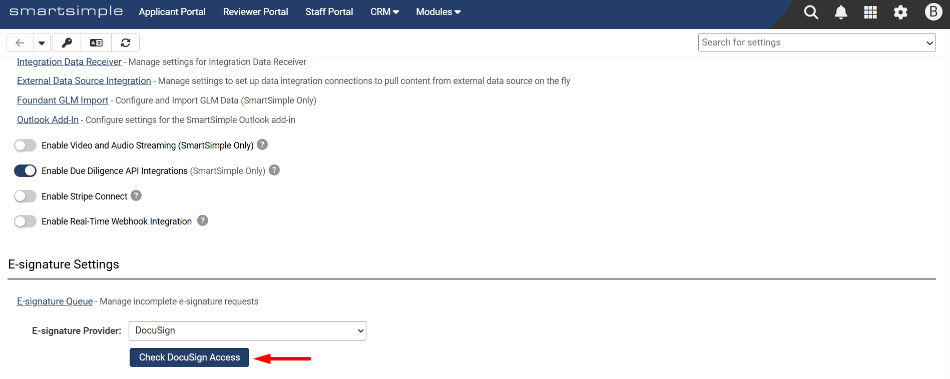 Check DocuSign Access