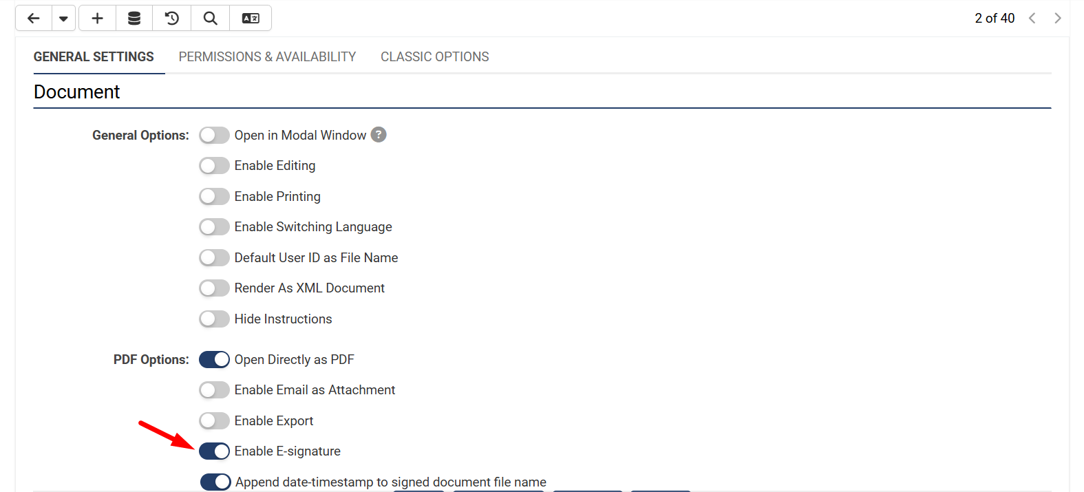 enable e-signature